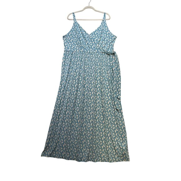 Gilli Blue Adana Faux Wrap Maxi Dress 3X Blue White Strappy Spandex Blend - Picture 1 of 12